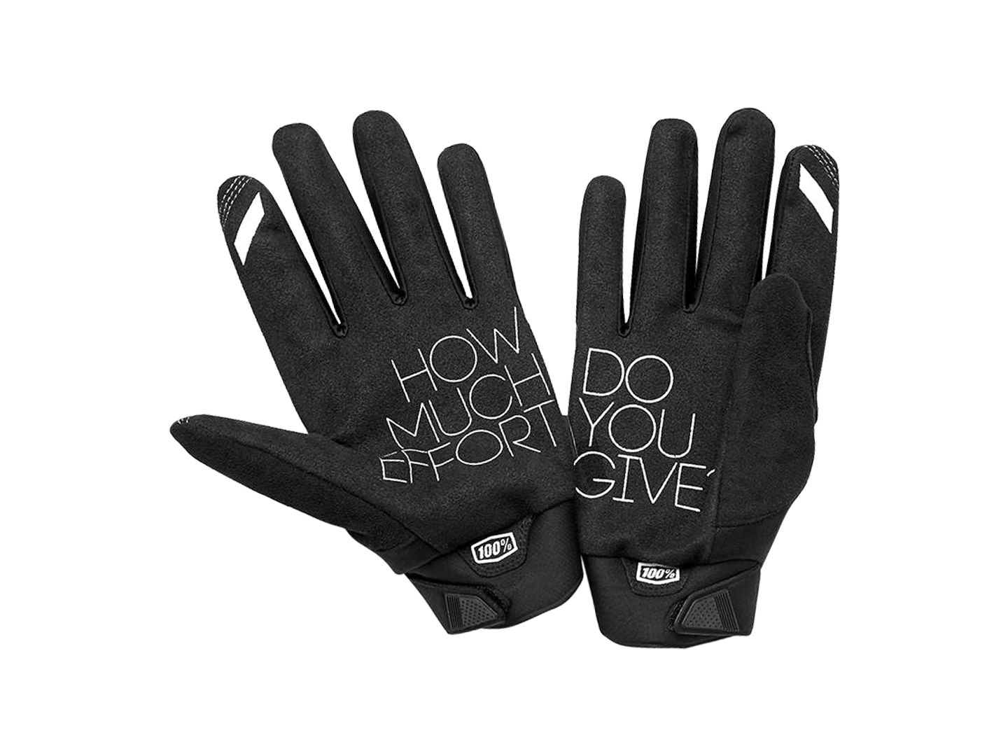 100% Brisker Gloves - Black Full Finger Men's Medium