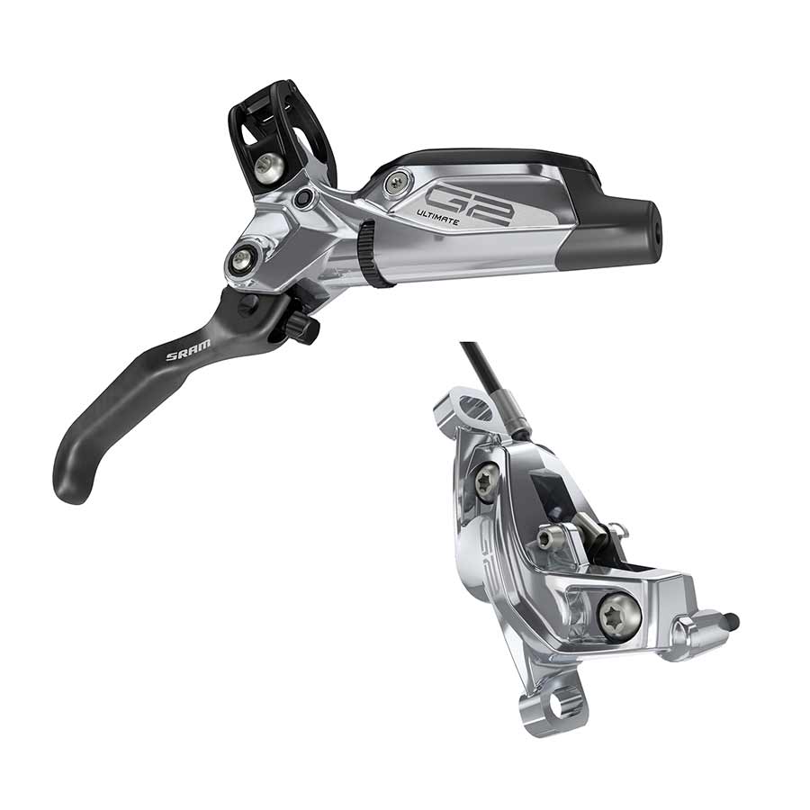 SRAM G2 Ultimate Disc Brake Lever - Rear Hydraulic Post Mount Carbon Lever Titanium Hardware Polar Grey Anodized A2