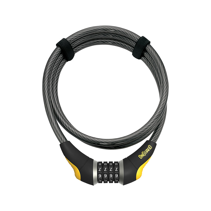 OnGuard Akita Resettable Combo Cable Lock: 6' x 12mm Gray/Yellow