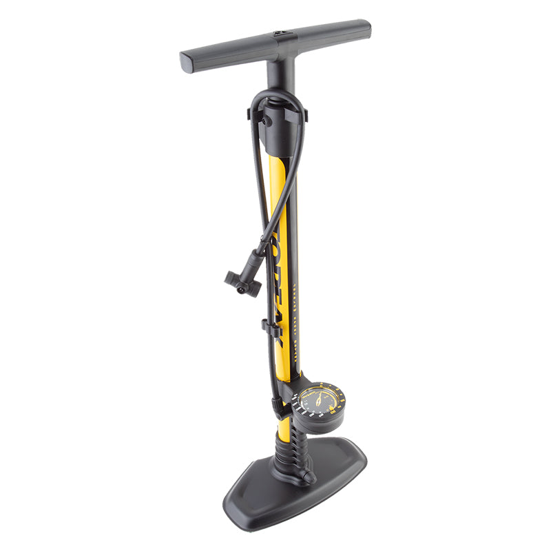 Topeak JoeBlow Sport 2Stage Floor Pump - 160psi / 11bar 3" Gauge 2-Stage Switch Pressure Gauge TwinHead DX5 YLW/BLK