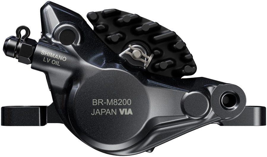 Shimano Deore XT BR-M8200 XC Disc Brake Caliper - Front Rear Post Mount 2-Piston Includes J04C-MF Finned Metal Pads BLK