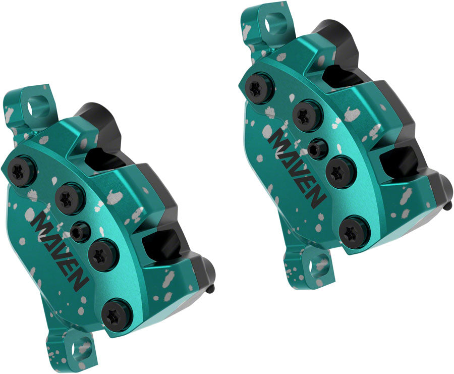 SRAM Maven Ultimate Stealth Expert Disc Brake Kit - Front/Rear Levers Front/Rear Teal Splatter Calipers Adapters Rotors Bleed Kit A1
