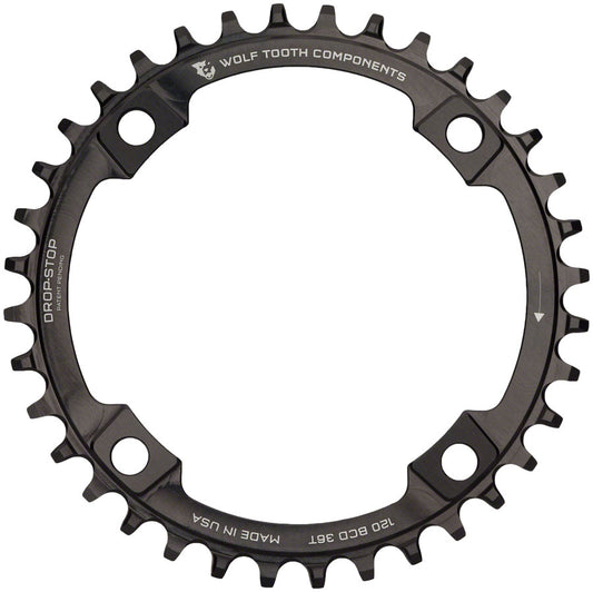 Wolf Tooth 120 BCD Chainring - 36t 120 BCD 4-Bolt Drop-Stop B Black