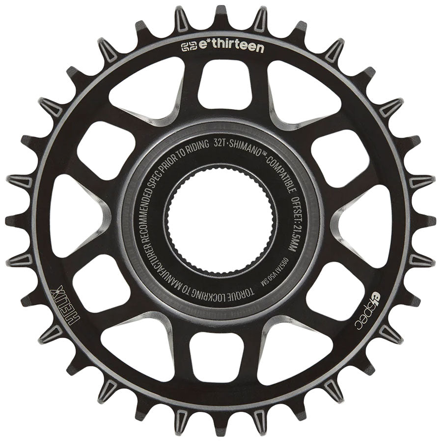 e*thirteen Helix Core e*spec Chainring 32T Shimano Direct Mount 55mm Chainline 21.5mm Offset Shimano/Sram 11/12s Compatible BLK