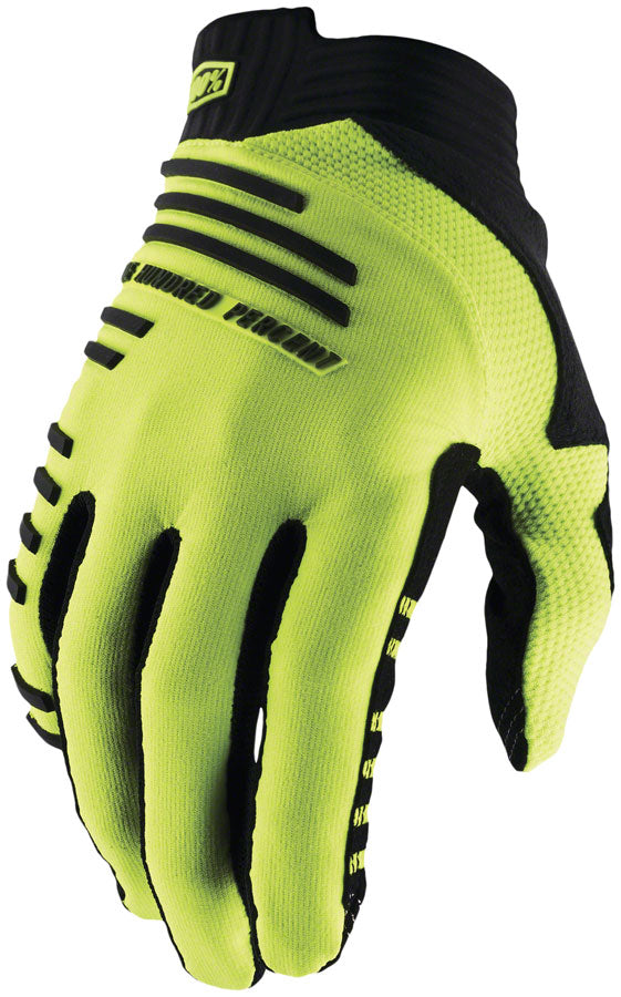 100% R-Core Gloves - Yellow Full Finger Men's Medium