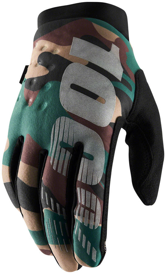 100% Brisker Gloves - Camo/Black Full Finger Men's X-Large