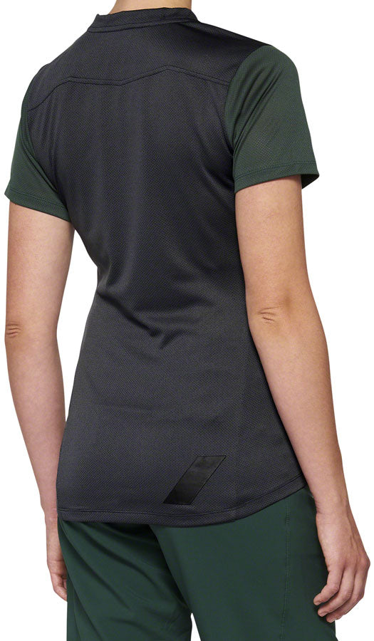 100% Ridecamp Jersey - Charcoal/Green Short Sleeve Women's Small