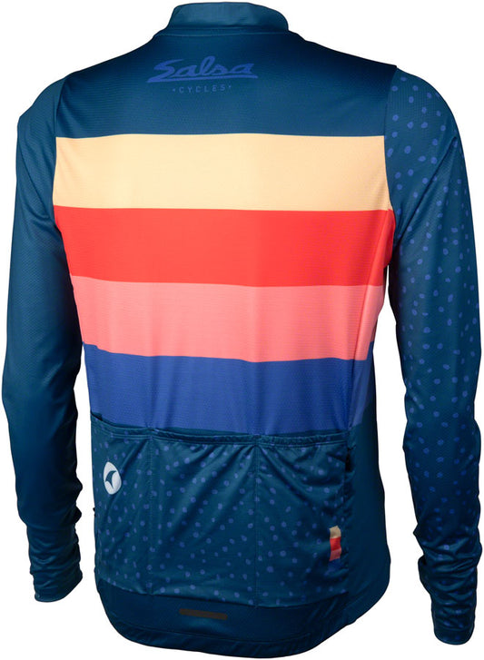 Salsa Team Polytone Men's Long Sleeve Jersey - Dark Blue w/ Stripes Small