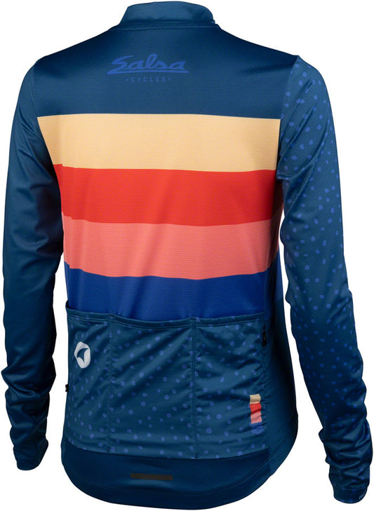 Salsa Team Polytone Women's Long Sleeve Jersey - Dark Blue w/ Stripes Large
