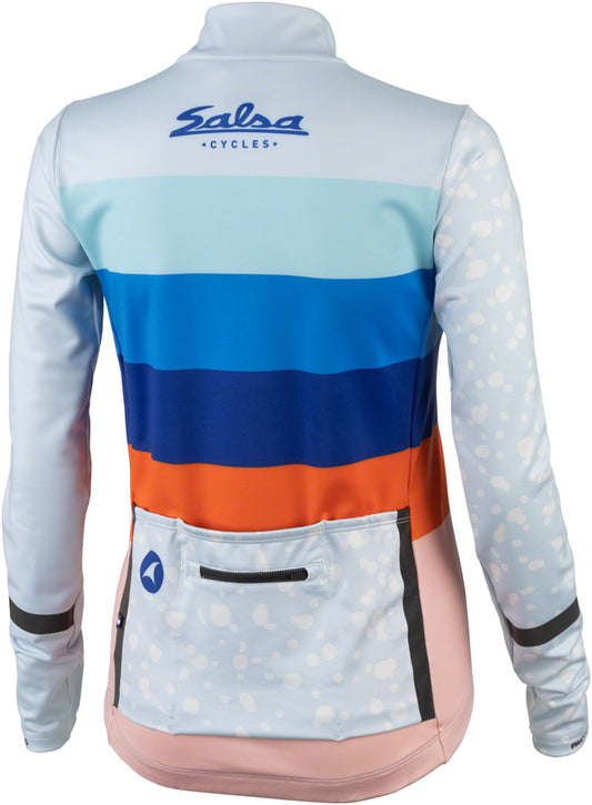 Salsa Arctica Women's Long Sleeve Jersey - Light Blue w/Stripes Medium