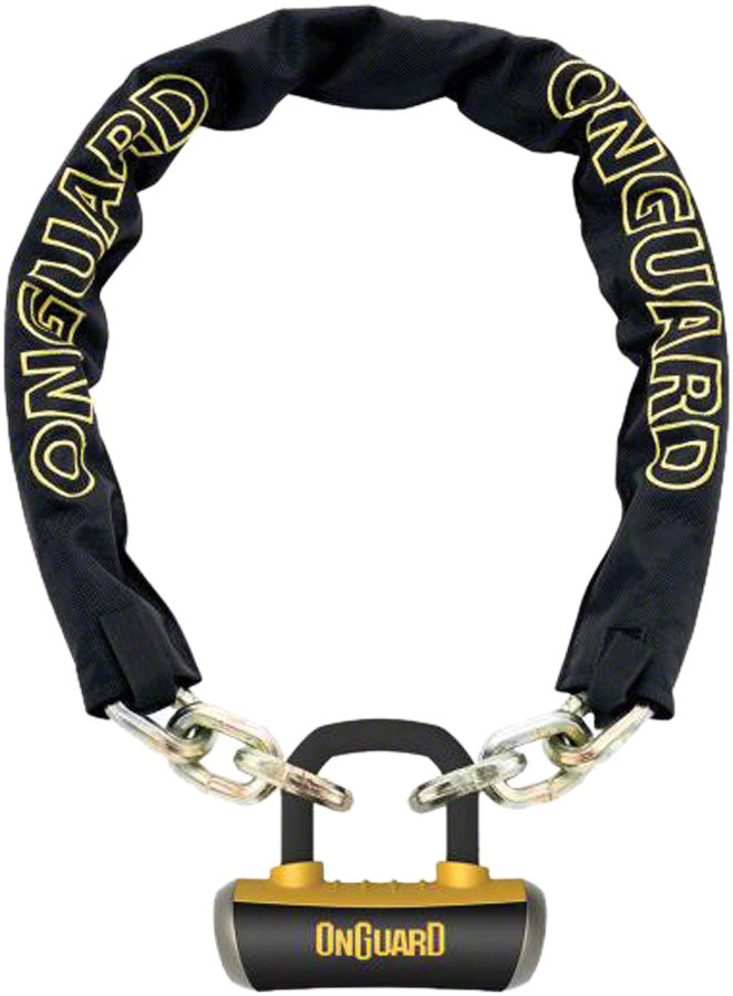 OnGuard Mastiff Chain Lock with Keys: 3.7' x 10mm Black/Yellow
