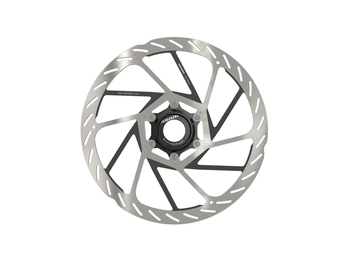 SRAM HS2 Disc Brake Rotor - 220mm Center Lock Rounded Silver/Black