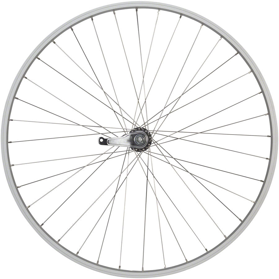 Quality Wheels Value Single Wall Series Coaster Brake Rear Wheel - 700c 3/8" x 124mm Coaster Brake 3 Prong Cog Silver 36H