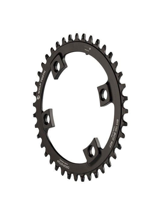 Wolf Tooth Elliptical Shimano 110 Asymmetric BCD Chainring - 40t 110 Asymmetric BCD 4-Bolt Drop-Stop B For Shimano Cranks BLK