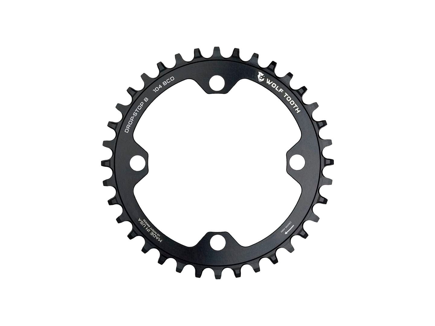 Wolf Tooth 104 BCD Chainring - 34t 104 BCD 4-Bolt Drop-Stop B Black
