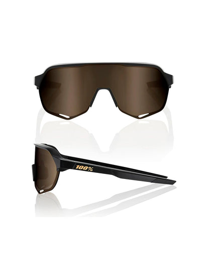 100% S2 Sunglasses Gold Frame Black Lens Eyewear