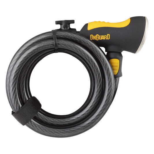 OnGuard Doberman Cable Lock with Key: 6' x 12m Gray/Black/Yellow