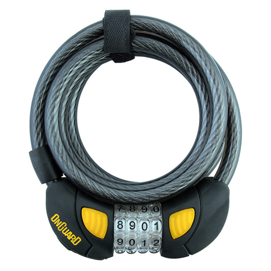 OnGuard Doberman Lighted Combo Cable Lock: 6' x 12 mm Gray/Black/Yellow