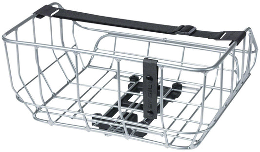 Basil Portland Rear Basket - MIK Mount Aluminum Silver