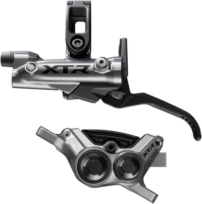 Shimano XTR M9220 Enduro Disc Brake Lever - Left/Front Post Mount 4-Piston Caliper SM-BH90-SBM Hose Finned Metal Pads Gray