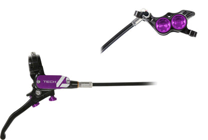 Hope Tech 4 E4 Disc Brake and Lever Set - Rear Hydraulic Post Mount Purple