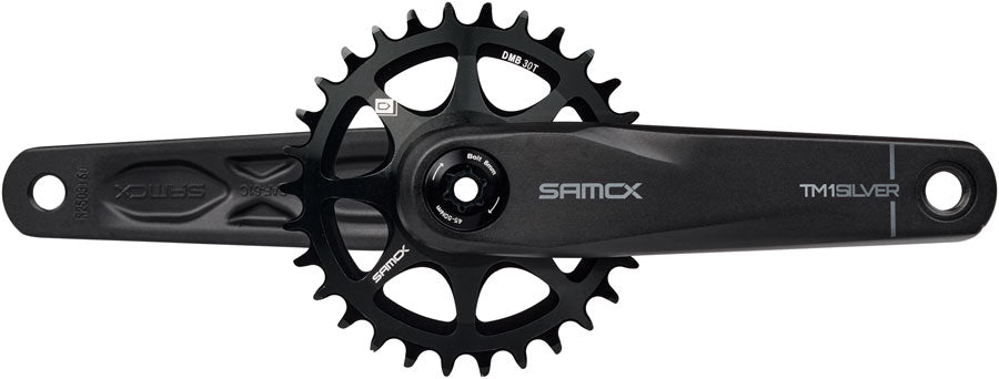 Samox Silver TM-1 Crankset - 165mm 3-Bolt Direct Mount 30t Chainring 24mm Chromoly Spindle BLK