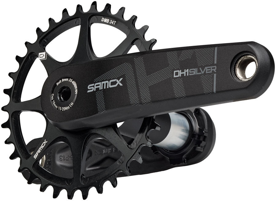 Samox Silver DH-1 Crankset - 155mm 3-Bolt Direct Mount 34t Chainring 28.99mm Aluminum Spindle BLK