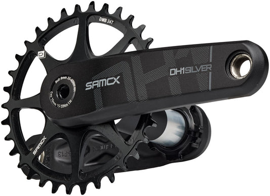 Samox Silver DH-1 Crankset - 155mm 3-Bolt Direct Mount 34t Chainring 28.99mm Aluminum Spindle BLK