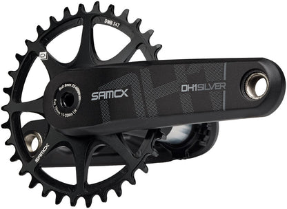 Samox Silver DH-1 Crankset - 155mm 3-Bolt Direct Mount 34t Chainring 28.99mm Aluminum Spindle BLK