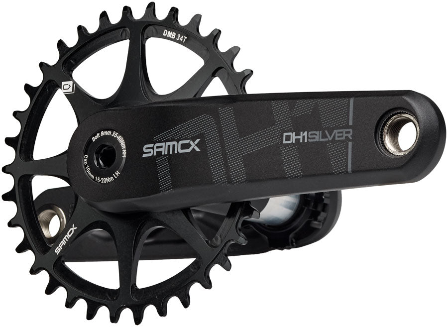 Samox Silver DH-1 Crankset - 160mm 3-Bolt Direct Mount 34t Chainring 28.99mm Aluminum Spindle BLK