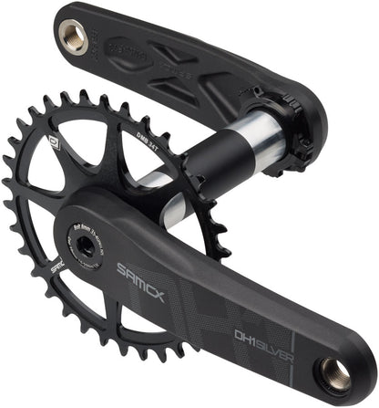 Samox Silver DH-1 Crankset - 155mm 3-Bolt Direct Mount 34t Chainring 28.99mm Aluminum Spindle BLK