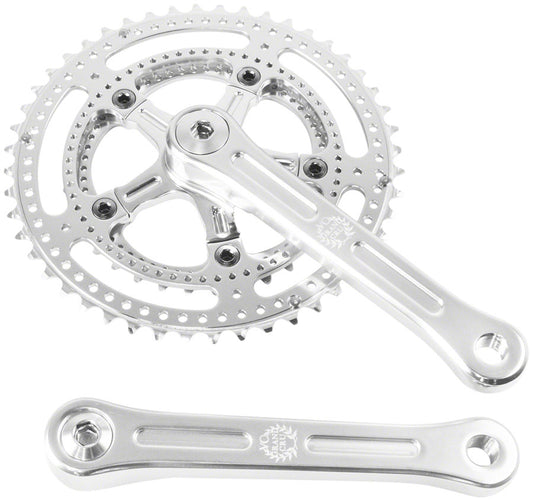 Velo Orange Grand Cru Drillium Cranks - 175mm 8/9/10 Speed 48/34t Square Taper JIS Spindle Interface Polished Aluminum
