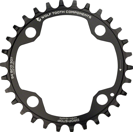 Wolf Tooth 94 BCD Chainring - 34t 94 BCD 4-Bolt Drop-Stop For SRAM Cranks BLK