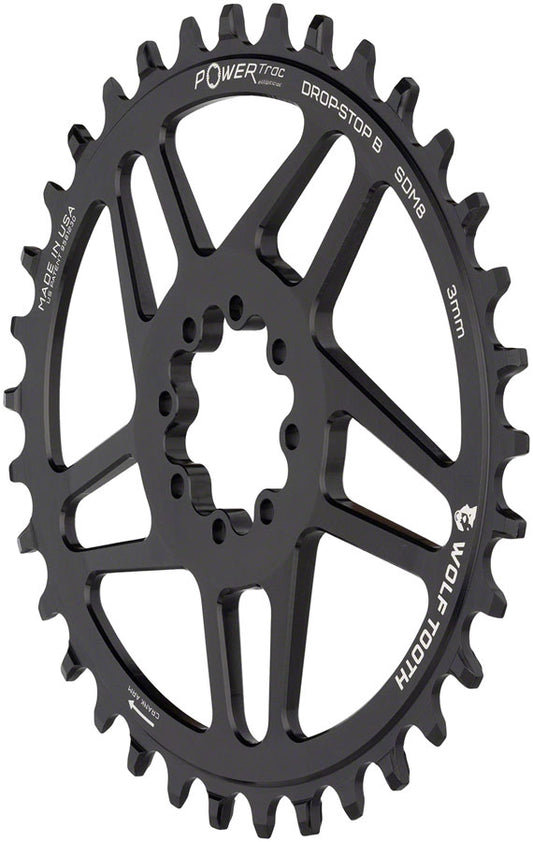 Wolf Tooth Elliptical Direct Mount Chainring - 32t SRAM Direct Mount Drop-Stop B For SRAM 8-Bolt Cranksets 3mm Offset BLK