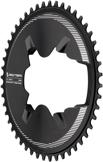 Wolf Tooth Aero Direct Mount 1x Chainring - 46t 4-Bolt Drop-Stop ST Compatible Shimano Dura-Ace R9200/R9200-P Only BLK