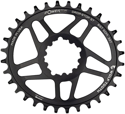 Wolf Tooth Elliptical Direct Mount Chainring - 32t SRAM Direct Mount For SRAM 3-Bolt Boost Cranks Requires Hyperglide+ Chain BLK