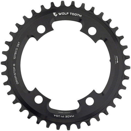 Wolf Tooth 107 BCD Chainring - 38t Compatible SRAM 107 BCD Drop-Stop B 4-Bolt BLK