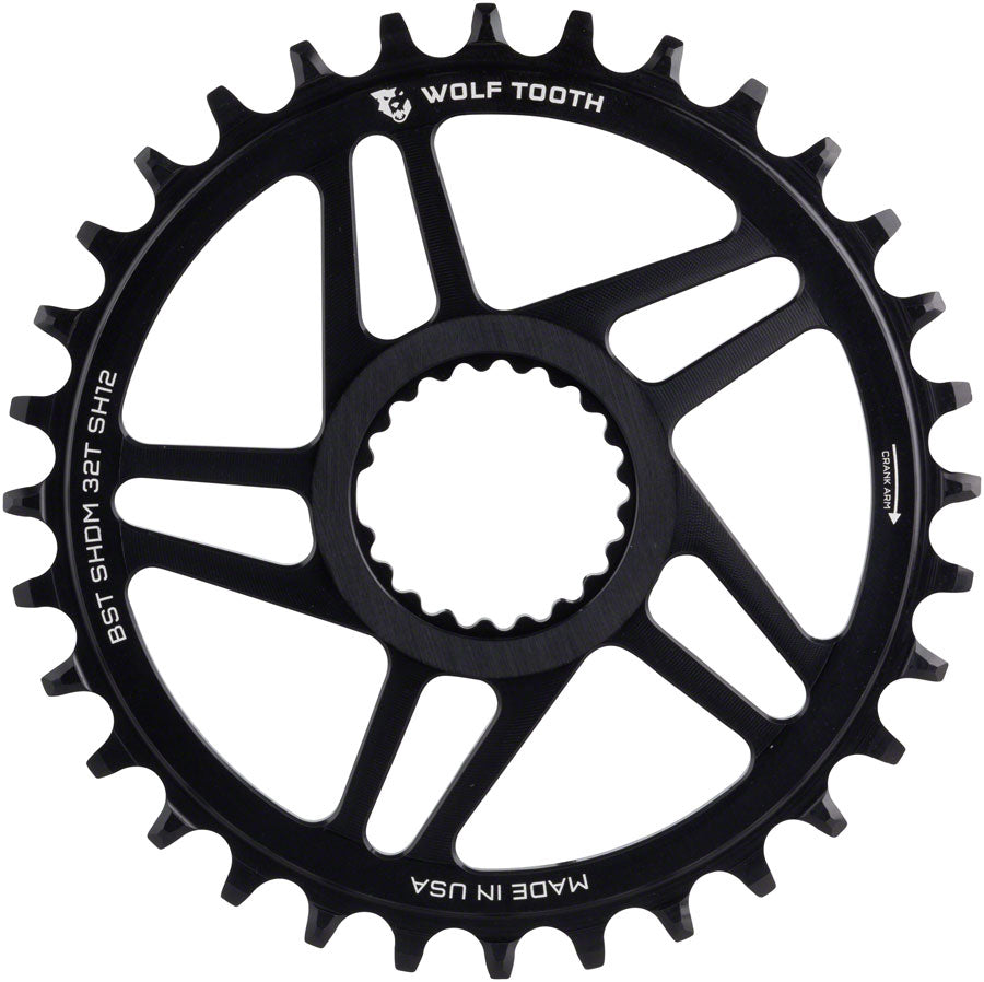 Wolf Tooth Direct Mount Chainring - 28t Shimano DM For Boost Cranks 3mm Offset Requires 12-Speed Hyperglide+ Chain BLK