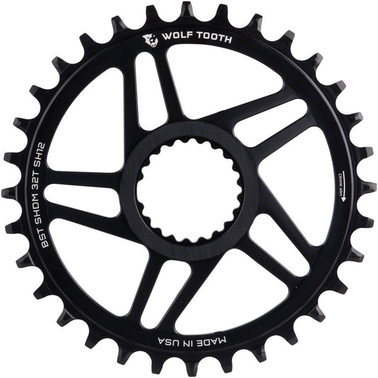 Wolf Tooth Direct Mount Chainring - 28t Shimano DM For Boost Cranks 3mm Offset Requires 12-Speed Hyperglide+ Chain BLK