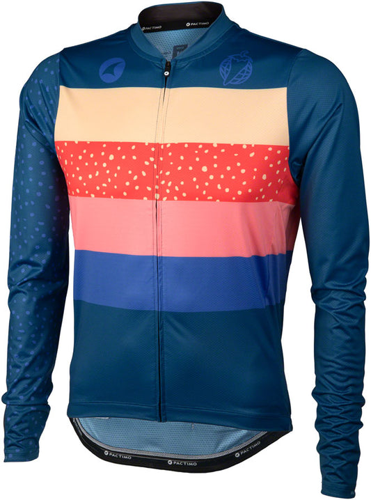 Salsa Team Polytone Men's Long Sleeve Jersey - Dark Blue w/ Stripes Medium