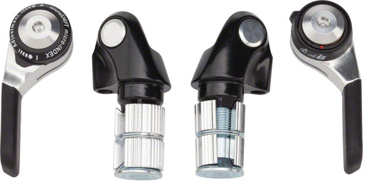 microSHIFT Bar End Shifter Set 9-Speed Road Double/Triple Shimano Compatible Silver
