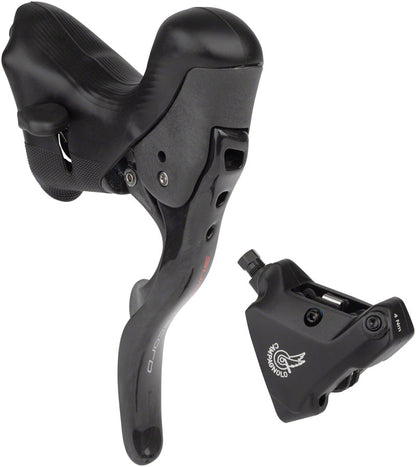 Campagnolo Super Record Ergopower Hydraulic Brake/Shift Lever Disc Caliper - Left/Front 12-Speed 140mm Flat Mount Caliper BLK