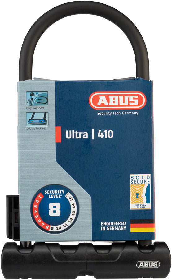 Abus Ultra 410 U-Lock - 3.9 x 9" Keyed Black Includes bracket
