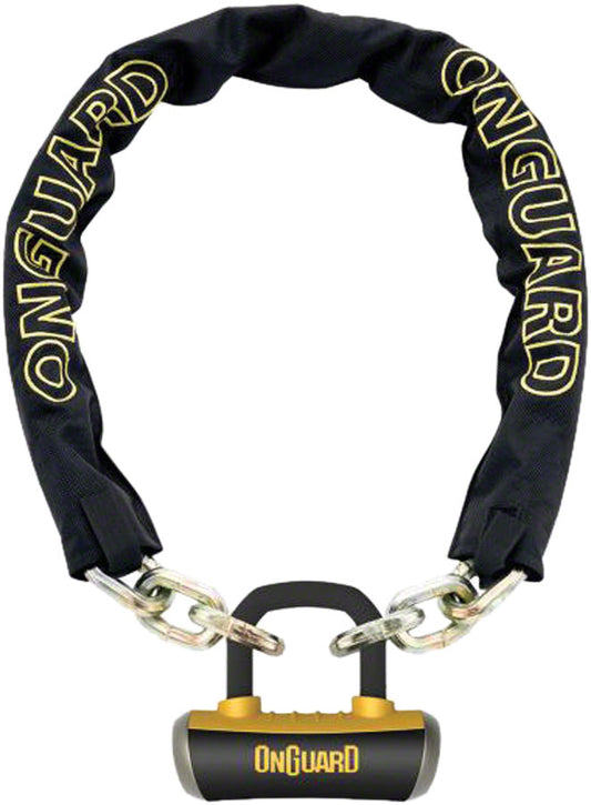 OnGuard Mastiff Chain Lock with Keys: 3.7' x 10mm Black/Yellow