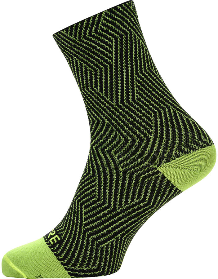 Gorewear C3 Mid Socks - 6.7" Neon Yellow/Black Men's 6-7.5