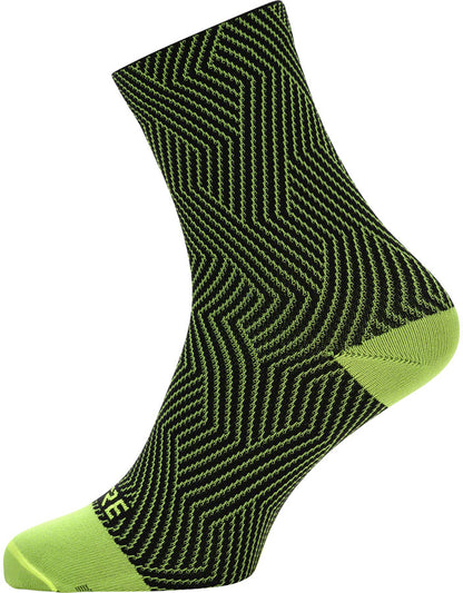 Gorewear C3 Mid Socks - 6.7" Neon Yellow/Black Men's 6-7.5