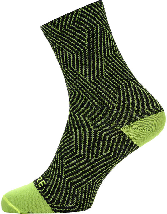 Gorewear C3 Mid Socks - 6.7" Neon Yellow/Black Men's 6-7.5