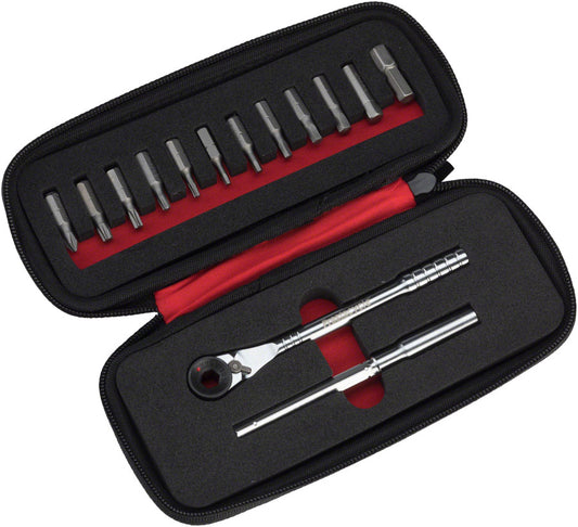 Prestacycle T-Handle Ratchet Deluxe 3-Way Ratchet T-Handle Tool Kit 12 Piece Bit Set