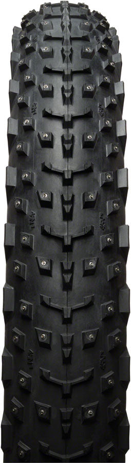 45NRTH Dillinger 4 Tire - 26 x 4 Tubeless Folding BLK 120 TPI 240 Concave Carbide Aluminum Studs