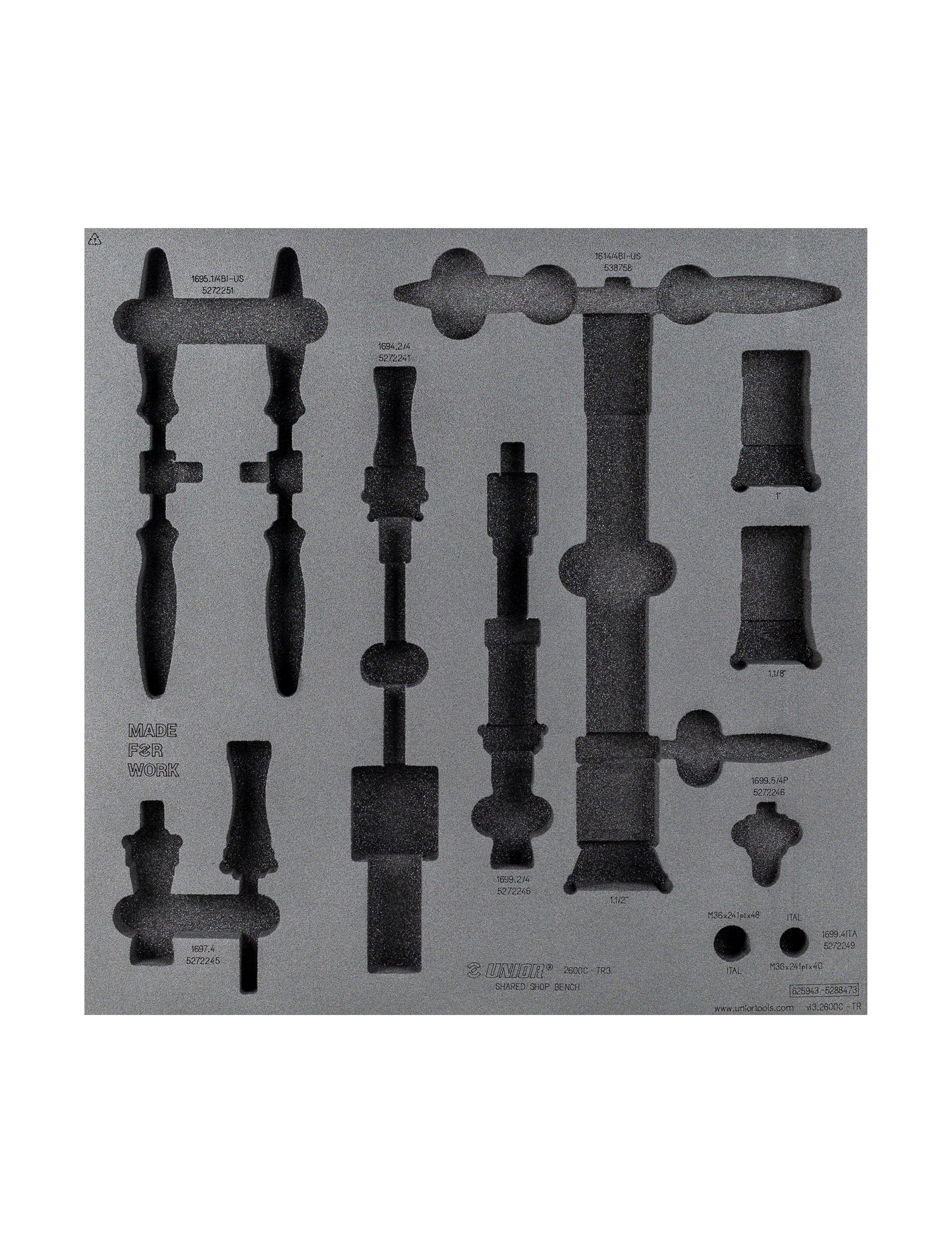 Unior Drawer Foam Insert Shared 3 Tool